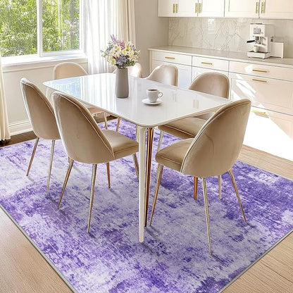 Washable Area Rugs 10'x14 Non-Slip Modern Abstract Soft for Living Room Entryway Bedroom Nursery, Print Pattern, Purple Gray Pink White