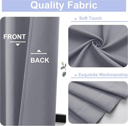 Simplebrand Ava Silver Grey Blackout Curtains for Bedroom, 72 Inch Length 2 Panels, Privacy Thermal Insulated Rod Pocket Window Curtains for Patio French Door, W40 x L72 Inch