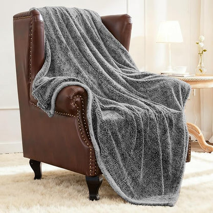 Exclusivo Mezcla Plush Fuzzy Fleece Throw Blanket Extra Large, Super Soft, Fluffy and Warm Blankets for Couch, Bed, All Season (Mixed Black, 50x70 inches)