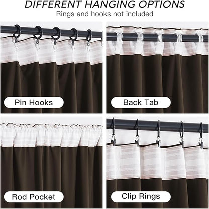 RYB HOME Brown Blackout Curtains 84 inches Long Velvet, Room Darkening Thermal Insulated Drapes with Hook Belt for Bedroom Home Theater, W 52 x L 84 inches, 2 Panels Set