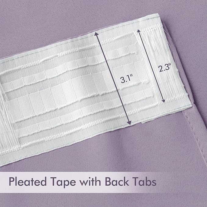 MIULEE Lilac Back Tab Blackout Curtains 120 Inch Long 2 Panels Set for Bedroom, Rod Pocket/Pinch Pleated Extra Long Thermal Insulated Living Room Darkening Light Blocking 10FT Drapes