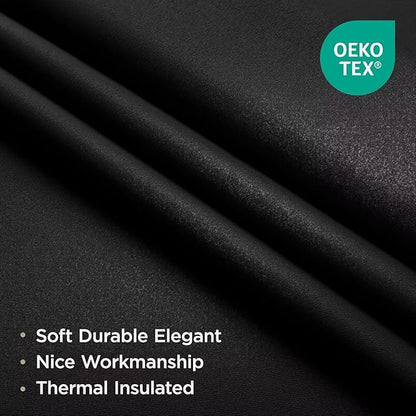 Joydeco Christmas Blackout Curtains for Living Room, Black Curtains 90 Inch Long 2 Panels Set, Room Darkening Grommet Drapes for Bedroom Window (Black, W52 x L90 Inch)