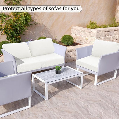 Outdoor Cushion Covers Set,8PCS Patio Furniture Couch Seat Slipcovers, Replacement for Sofa Sectional Chair(Cover，Only)