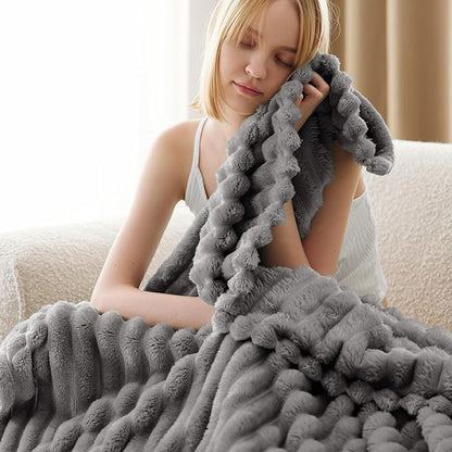Bedsure GentleSoft Frost Gray Fleece Blanket for Couch - Cozy Soft Blankets for Women, Cute Small Throws for Girls, 50x60 Inches