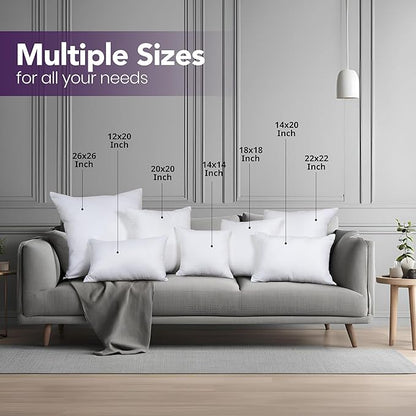 Utopia Bedding 14x14 Pillow Inserts, Set of 2, White – Indoor Decorative Throw Pillows for Bed, Sofa & Couch – Soft, Supportive & Fluffy Cushion Inserts