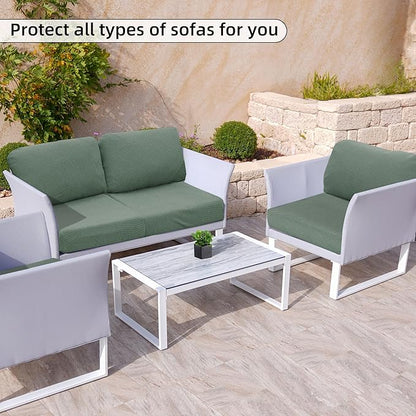 Outdoor Cushion Covers Set,8PCS Patio Furniture Couch Seat Slipcovers, Replacement for Sofa Sectional Chair(Cover，Only)