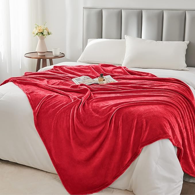 BEDELITE Fleece Blankets Queen Size Red Throw Blankets for Bed, Luxury Plush Cozy Fuzzy Blanket 90x90 inches, Super Soft Warm Lightweight Throw Blanket All Seasons Suitable