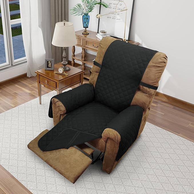 Recliner Chair Covers Reversible Sofa Cover Couch Cover for Pets Lazy Boy Furniture Protector(23''Chair,Black/Black)