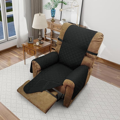 Recliner Chair Covers Reversible Sofa Cover Couch Cover for Pets Lazy Boy Furniture Protector(28''Recliner,Black/Black)