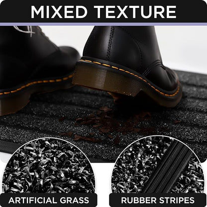 ubdyo Extra Durable Door Mat - Dirt Trapping Outdoor Welcome Mats - Non-Slip Outdoor Indoor Entrance - Low Profile Front Doormat (30" x 17", Bright Black)