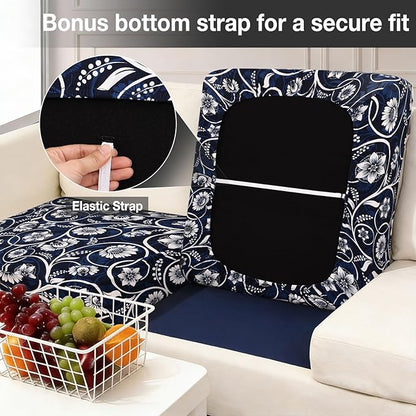 hyha 14Pcs Patio Cushion Covers, Stretch Outdoor Couch Cushion Covers Replacement, Washable Outdoor Chair/Sofa Slipcovers for Patio Furniture Cushions Protector with Elastic Bottom(Baroque,Cover Only)