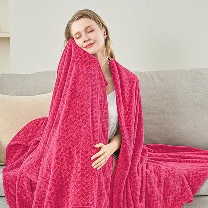 inhand Hot Pink Fleece Throw Blanket for Women, Super Soft Cozy Blankets for Mom, All Season Lightweight Fuzzy Blanket for Couch Sofa Chair, 50×60 Inches