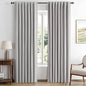 MIULEE 100% Blackout Linen Curtains for Bedroom, Greyish White Solid Luxury Decor Thermal Insulation Room Darkening Drapes for Living Room Nursery Back Tab Rod Pocket 42 x 90 Inches, 2 Panels