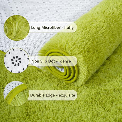 Chicrug Soft Runner Rug for Bedroom Living Room Plush Fluffy Rugs 2x6 Feet, Shag Furry Runner Carpet Non Shedding for Nursery Children Kids Girls Room Home Decorative, Green
