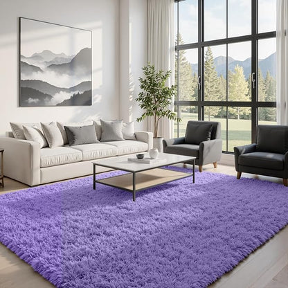 8x10 Area Rugs for Living Room Rug: Soft Fluffy Shag Purple Rugs for Bedroom, Non-Slip Large Fuzzy Plush Rug Indoor Floor Carpet for Nursery Kids Boys Girls Room, Dorms, Playroom, Modern Home Decor