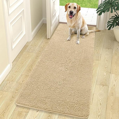 OLANLY Dog Door Mat for Muddy Paws 70x24, Absorbs Moisture and Dirt, Absorbent Non-Slip Washable Doormat, Quick Dry Chenille Mud Mat for Dogs, Entry Indoor Entryway Carpet for Inside Floor, Sand