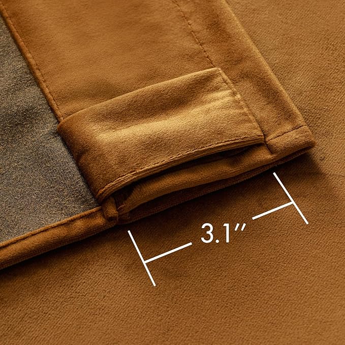 MIULEE Velvet Curtains 96 inches - Luxury Blackout Curtains for Bedroom Living Room Thermal Insulated Super Soft Window Drapes Rod Pocket & Back Tab, Gold Brown, W52 x L96 inches, 2 Panels