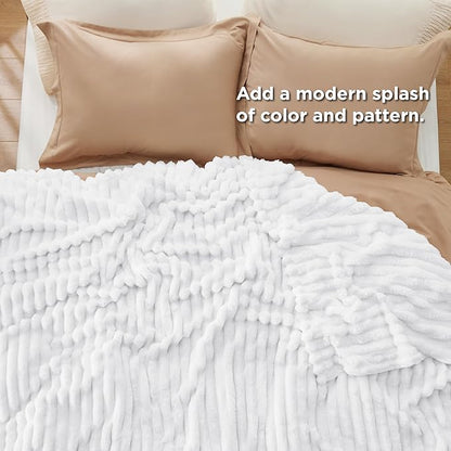 Bedsure GentleSoft White Full Blanket for Bed - Cozy Soft Blankets for Women, Cute Large Throws for Girls, Bright White, 84x90 Inches