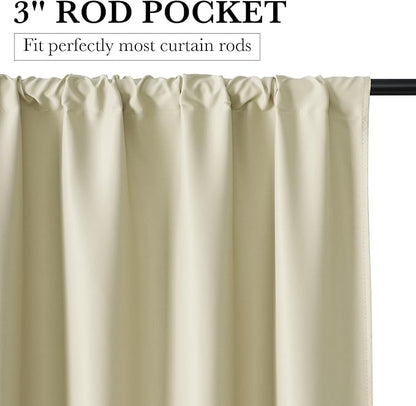 RYB HOME 100% Blackout Short Curtains for Small Window, Thermal Insulated Total Room Darkening Noise Reducing Curtains for Kitchen Bathroom Basement, 42 inches Wide by 48 inches Long, Beige
