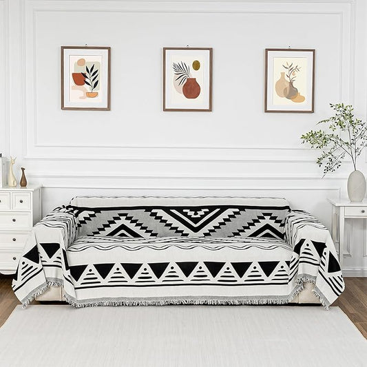 MYSKY HOME Couch Cover for Sectional Sofa Set Boho Geometric Furniture Sofa Cover Washable for Dog Cat Pets Couch Cover 3 Seat Sofa Chenille Couch Protector Multi-Use Couch Covers Blanket,71" X134"