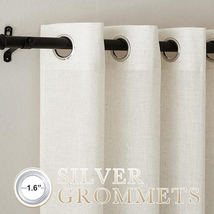 NICETOWN Natural Linen Burlap Curtains 135 inches Long, Grommet Semi Sheer Curtains Privacy with Light Filtering Window Treatments for Bedroom/Living Room, W52 x L135, 2 Panels