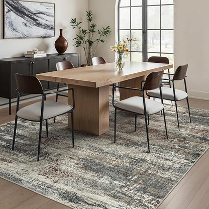 Area Rugs 5x7 for Living Room Bedroom, Modern Abstract Machine Washable Rug, Large Soft Low Pile Floor Carpet with Non Slip Backing for Dining Room, Mystic Forest