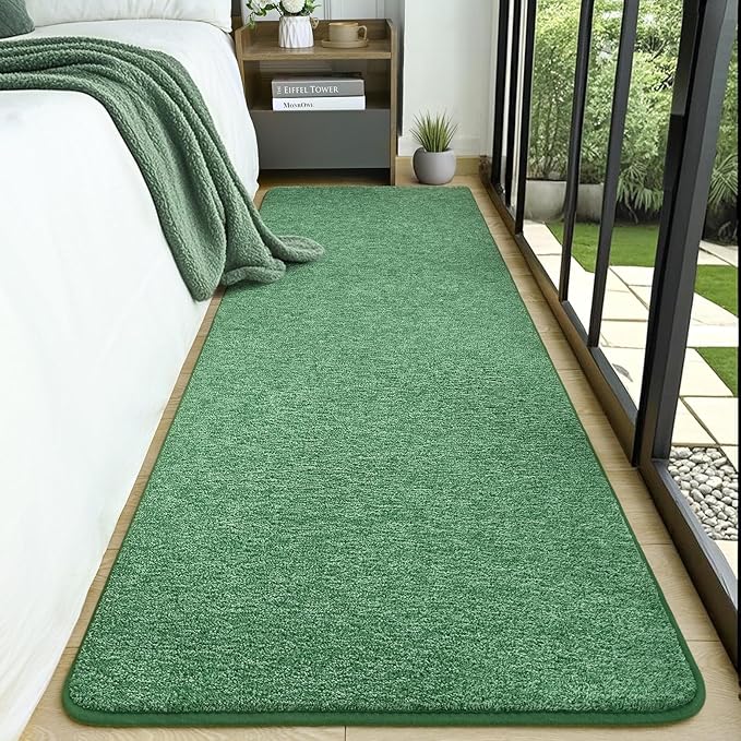 AROGAN Washable 2x8 Runner Rug for Hallway, Long Runner Rugs wtih Soft Memory Foam for Bedroom, Non Slip Backing Carpet Runners for Hallways, Kitchen, Bathroom, Entryway Home Decor, Matte Green