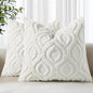 decorUhome Throw Pillow Covers 18x18 Inch Set of 2, Soft Plush Faux Wool Cream White Solid Couch Pillow Covers, Accent Farmhouse Neutral Square Pillow Cases for Sofa Bed Living Room
