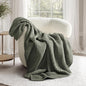 EVERGRACEHOME Chunky Chenille Knit Throw Blanket for Couch, Soft Luxurious Moss Stitch Blankets for Bed, Cozy Decorative Farmhouse Knitted Throws for Sofa, Dried Thyme Green, 50" x 60"