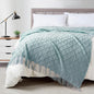 BOURINA Aqua Throw Blanket 50 x70 Inches Jacquard Argyle Throw Textured Solid Soft Throws and Blankets for Sofa or Bed Knitted Decorative Blanket