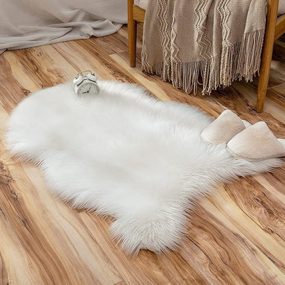 MIULEE Luxury Super Soft Fluffy Area Rug Faux Fur Sheepskin Rug Decorative Christmas Plush Shaggy Carpet for Bedside Sofa Floor Nursery 2 x 3 Feet, White