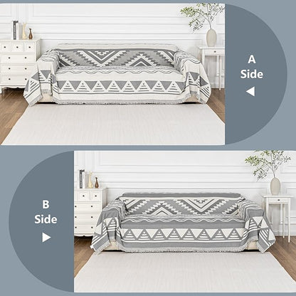 MYSKY HOME Couch Cover for Sectional Sofa Set for Dog Cat Pets Couch Cover 3 Cushion Couch Sofa Chenille Boho Geometric Furniture Sofa Cover Washable Couch Protector Multi-Use Throw Blanket, 71" X134"