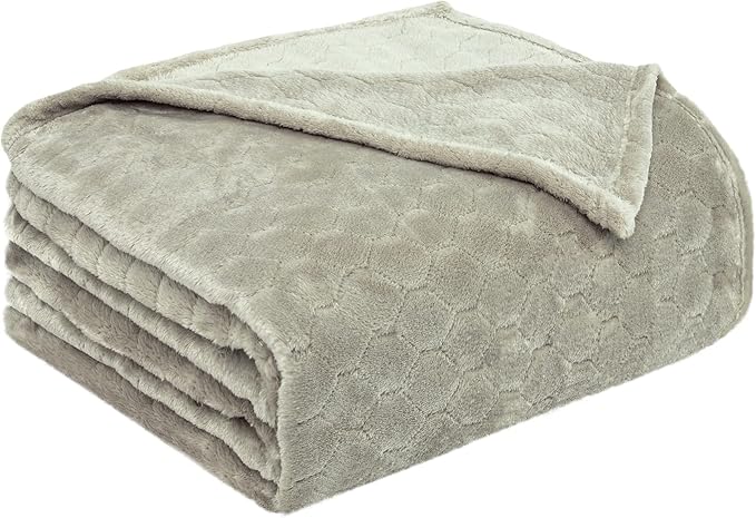 TOONOW Fleece Blanket Textured Fuzzy Plush Throw Blanket Twin Size 60" x 80", Super Soft Fluffy Bed Blanket Geometric Pattern Comfy Microfiber Flannel Blankets for Couch, Bed, Sofa, Pumice Stone