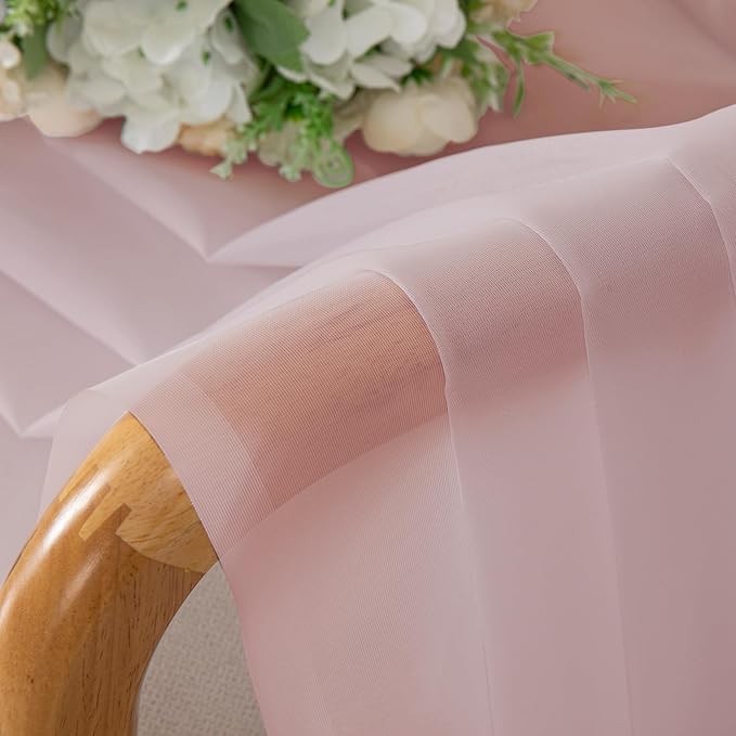 Chyhomenyc Sheer Valances for Windows 2 Pack, Small Window Curtains for Living Room Bathroom Cafe Laundry Basement, Modern Top Dual Rod Pocket Voile Curtain, 42W x 18L inches, Blush Pink