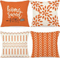 YCOLL Fall Pillow Covers 20x20 Set of 4, Modern Sofa Throw Pillow Cover for Fall Decor, Decorative Outdoor Linen Fabric Pillow Case for Couch Bed Car, Orange