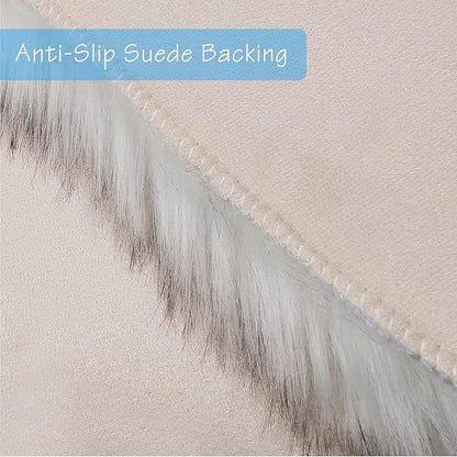 duduta White Black Faux Sheepskin Fur Rug 3x5 ft, Fluffy Shag Bedroom Dorm Nursery Playroom Carpet Rug Non Slip Washable