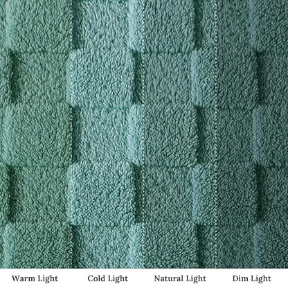 Exclusivo Mezcla Queen Size Flannel Fleece Blanket, Super Soft and Warm Lightweight Checkered Pattern Blankets for All Seasons, 90x90 Inches, Celadon