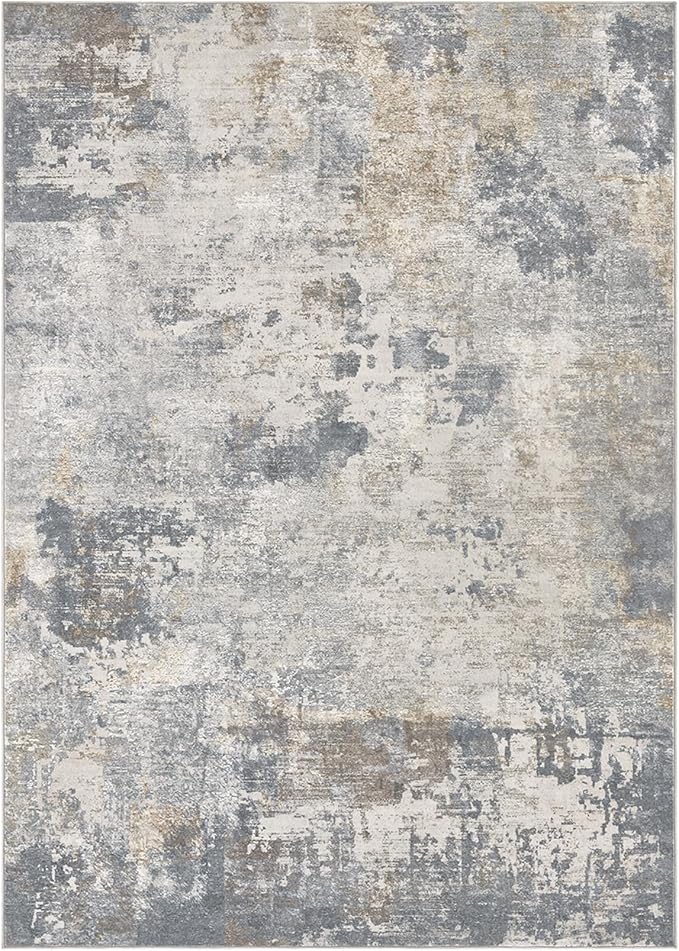 UERMEI 10x12 Area Rug Living Room Rugs - Washable Neutral Modern Abstract Soft Thin Large Rug Indoor Floor No Slip Rug Carpet for Bedroom Under Dining Table Home Office Decor - Blue Grey
