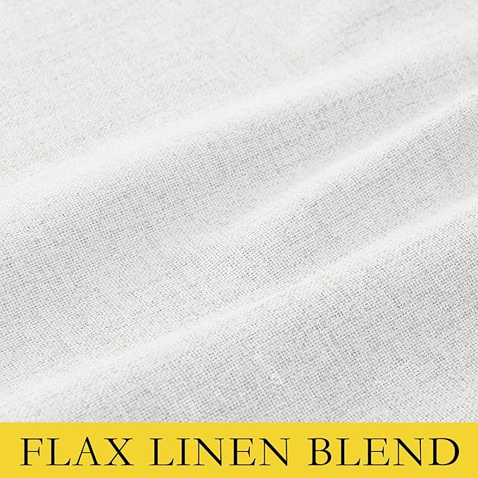 NICETOWN 100% Absolutely Blackout Linen Curtains with Thermal Insulated Liner, Greyish White, 62" Wide, 84" Length Energy Saving Curtains for Living Room 2 Panels Set, Vertical Blinds