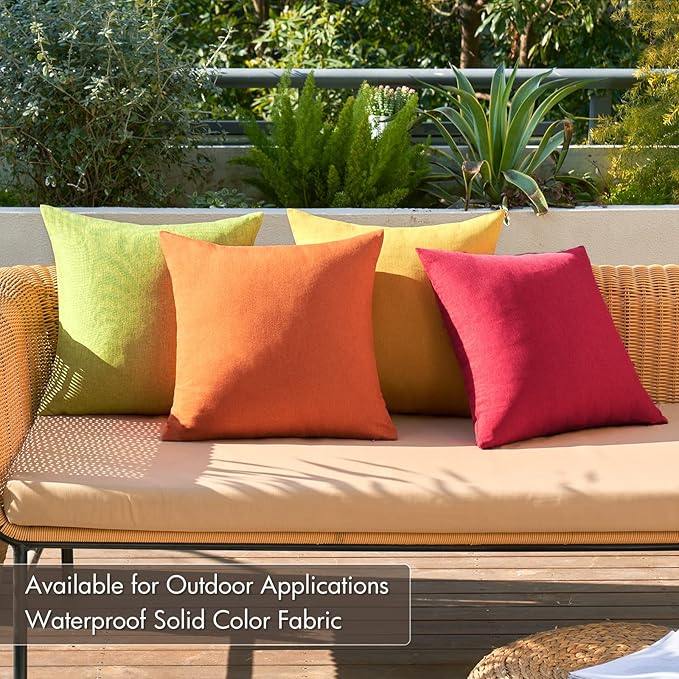 MIULEE Pack of 4 Decorative Outdoor Throw Pillow Covers Linen Waterproof Pillow Covers Farmhouse Cushion Cases for Patio Garden Tent Balcony Couch Sofa 18x18 inch Red/Green