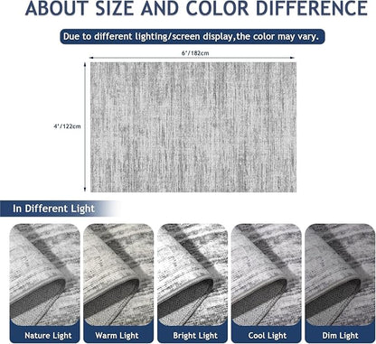 4x6 Rug - Stain Resistant Abstract Washable Rugs, Anti Slip Area Rugs for Living Room,Modern Low Pile Carpet with Rubber Backing Home Decor Small Area Rug