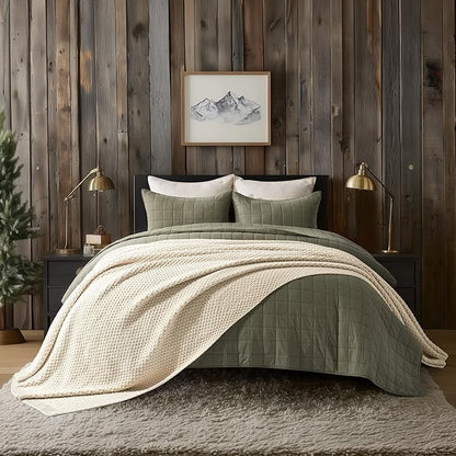 EVERGRACEHOME Chunky Chenille Knit Throw Blanket for Couch, Soft Luxurious Oversized King Moss Stitch Blanket for Bed, Large Cozy Farmhouse Knitted Throw for Sofa, Beige, 92" x 108"