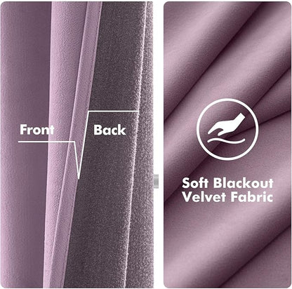 MIULEE Velvet Curtains Lavender Light Purple Elegant Grommet Thermal Insulated Soundproof Room Darkening Curtains/Drapes for Classical Living Room Bedroom Decor 52 x 108 Inch Set of 2
