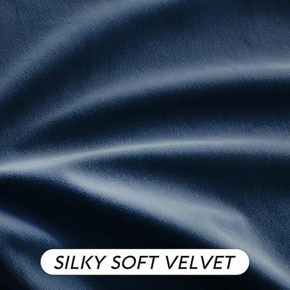 RYB HOME Navy Velvet Curtains 96 inches- Velevt Blackout Curtains for Bedroom, Thermal Insulated Noise Reducing Panels Soft Luxury Window Decor, Navy Blue, W52 x L96 inches, 2 Panels