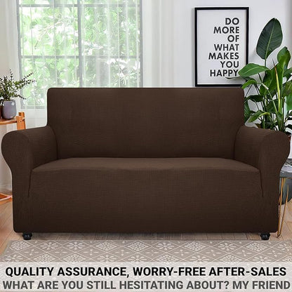 ZNSAYOTX Super Stretch Couch Cover Love Seat Sofa Covers for Living Room Dogs Pet Friendly Furniture Protector Spandex Loveseat Slipcovers with Anti Slip Foam Sticks (Coffee, Loveseat)