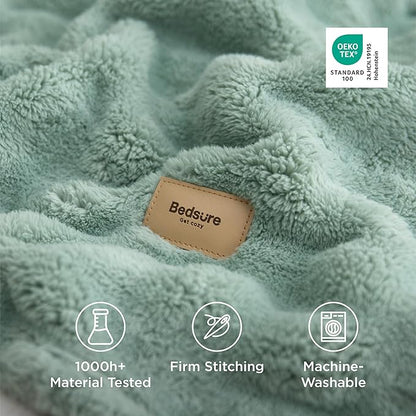Bedsure 3D Fleece Bubble Blanket - GentleSoft Green Queen Blanket for Bed Sofa Room Decor - Luxury Soft Cozy Gifts for Kids, Lightweight, All Seasons, Sage Green, 90"×90"