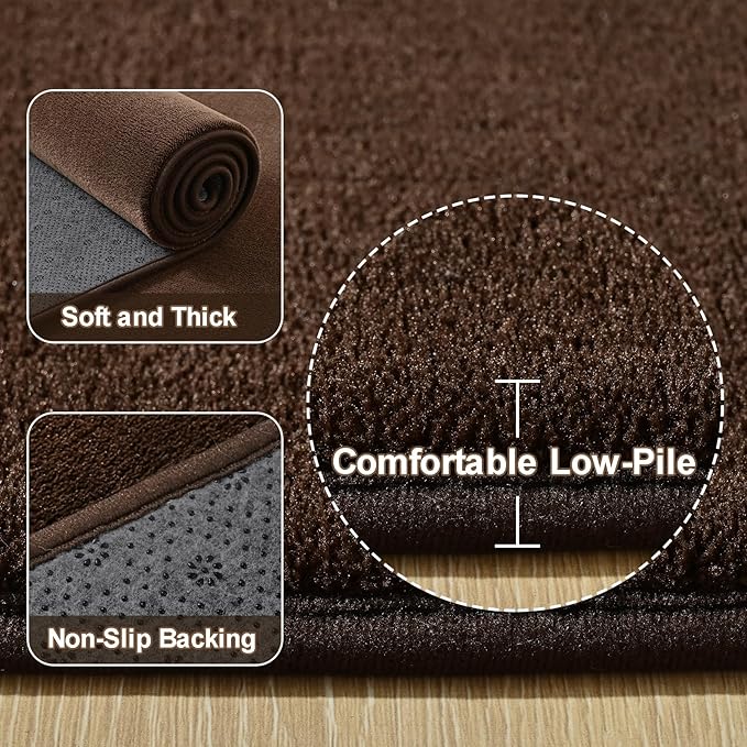 Amearea Large Modern Area Rugs for Bedroom Living Room, 5x8 Feet Brown Thickened Memory Foam Rug, Fluffy Indoor Washable Rugs Non Slip Minimalist Carpet for Boys Girls Dorm Nursery Room Decor