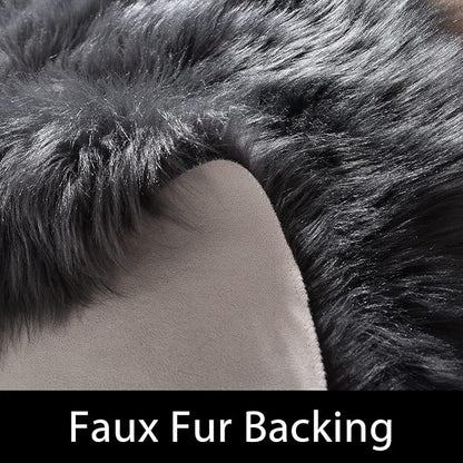 Latepis Dark Grey Small Bedroom Rugs 2x3 Washable Rugs Soft Shaggy Fuzzy Faux Sheepskin Fur Rug for Cushion Cat Mat Home Décor, Rectangle
