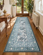 GarveeHome Provence Misty Blue 2.5 x 8 Washable Kitchen Runner Rugs Non Slip Vintage Boho Cottage Long Rug for Hallways Bedroom Entryway Bathroom Mat with Rubber Back