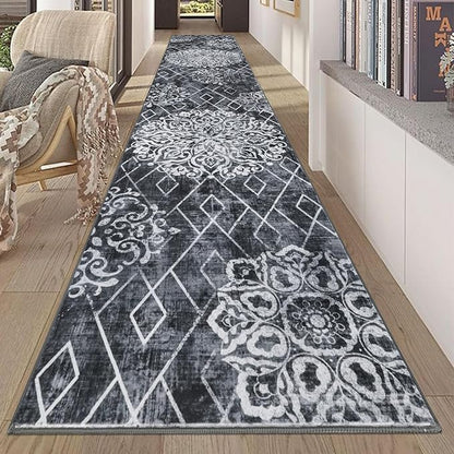 HEBE Hallway Runner Rug 2'8''x14' Washable Vintage Distressed Area Rugs Non Slip Laundry Rug Runner Boho Floor Carpet Runners for Hallways Entryway Laundry Room Kitchen Bathroom